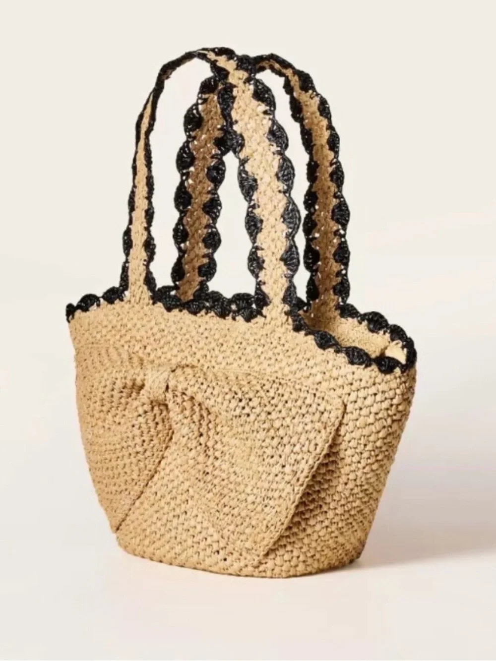 Target x Kate Spade tan and black woven raffia tote bag